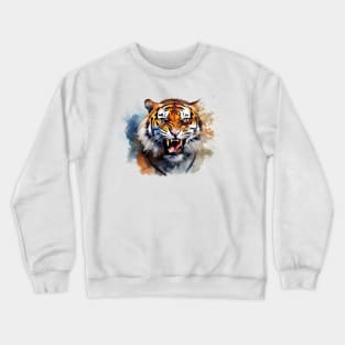 Roaring Watercolor Wild Tiger Crewneck Sweatshirt